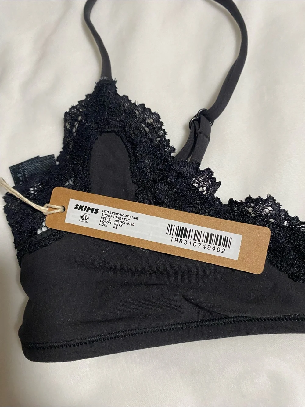 Skims Fits Everybody Lace Scoop Bralette in Onyx NWT